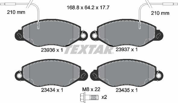 Textar 2393601 - Bremžu uzliku kompl., Disku bremzes adetalas.lv