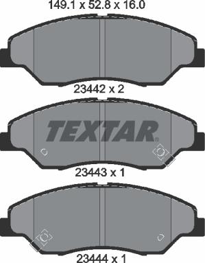 Textar 2344201 - Bremžu uzliku kompl., Disku bremzes adetalas.lv