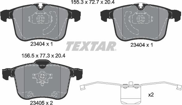 Textar 2340404 - Bremžu uzliku kompl., Disku bremzes adetalas.lv