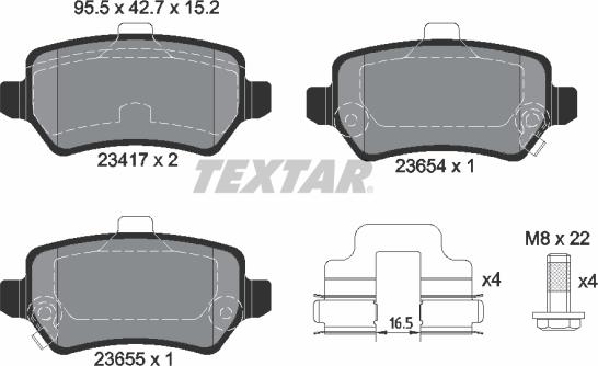 Textar 2341703 - Bremžu uzliku kompl., Disku bremzes adetalas.lv