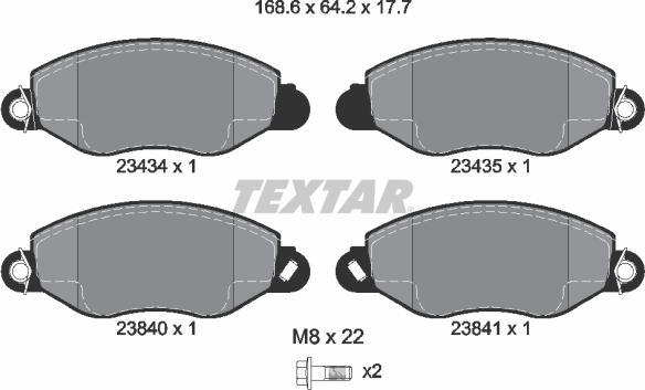 Textar 89006600 - Bremžu komplekts, Disku bremzes adetalas.lv