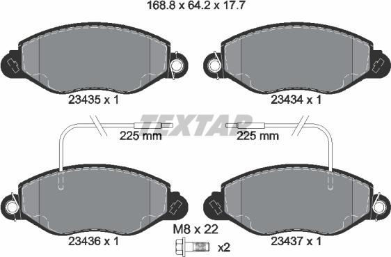 Textar 2343501 - Bremžu uzliku kompl., Disku bremzes adetalas.lv