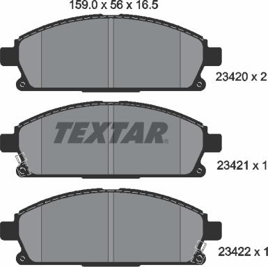 Textar 2342001 - Bremžu uzliku kompl., Disku bremzes adetalas.lv