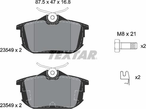 Textar 2354901 - Bremžu uzliku kompl., Disku bremzes adetalas.lv