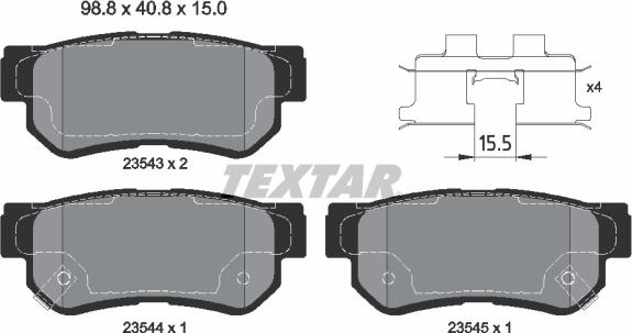 Textar 2354306 - Bremžu uzliku kompl., Disku bremzes adetalas.lv