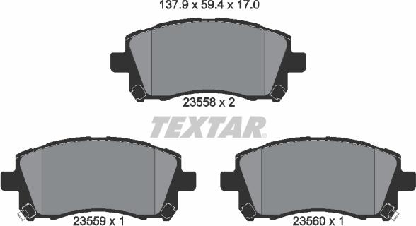 Textar 2355802 - Bremžu uzliku kompl., Disku bremzes adetalas.lv