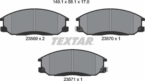 Textar 2356901 - Bremžu uzliku kompl., Disku bremzes adetalas.lv