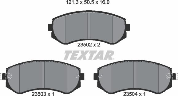 Textar 2350201 - Bremžu uzliku kompl., Disku bremzes adetalas.lv