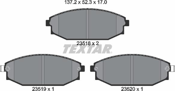 Textar 2351801 - Bremžu uzliku kompl., Disku bremzes adetalas.lv