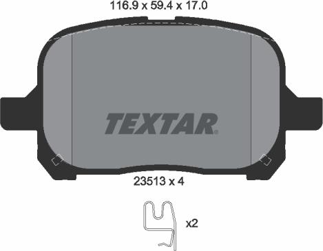 Textar 2351302 - Bremžu uzliku kompl., Disku bremzes adetalas.lv