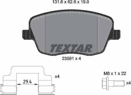 Textar 2358101 - Bremžu uzliku kompl., Disku bremzes adetalas.lv