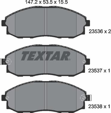 Textar 2353601 - Bremžu uzliku kompl., Disku bremzes adetalas.lv