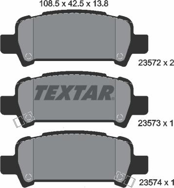 Textar 2357202 - Bremžu uzliku kompl., Disku bremzes adetalas.lv