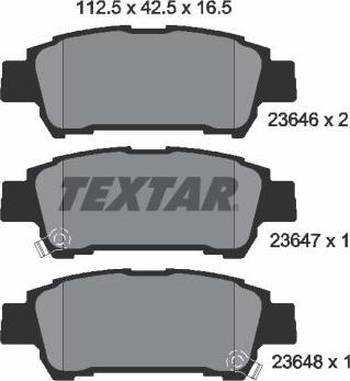 Textar 2364601 - Bremžu uzliku kompl., Disku bremzes adetalas.lv