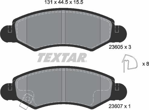 Textar 2360501 - Bremžu uzliku kompl., Disku bremzes adetalas.lv