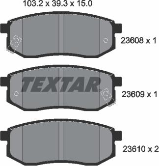 Textar 2360801 - Bremžu uzliku kompl., Disku bremzes adetalas.lv