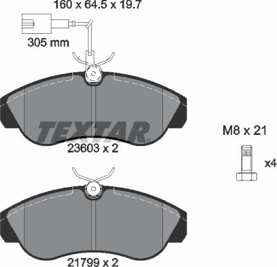 Textar 2360301 - Bremžu uzliku kompl., Disku bremzes adetalas.lv