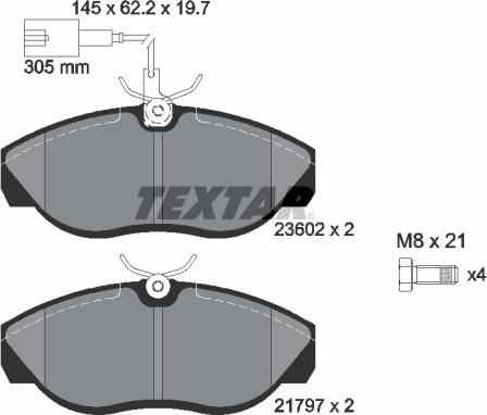 Textar 2360201 - Bremžu uzliku kompl., Disku bremzes adetalas.lv