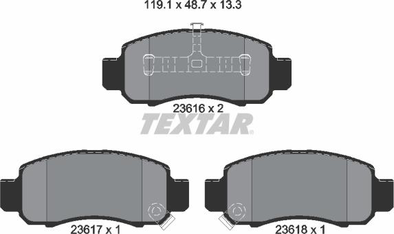 Textar 2361601 - Bremžu uzliku kompl., Disku bremzes adetalas.lv