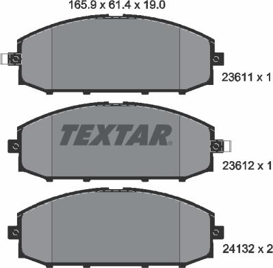 Textar 2361101 - Bremžu uzliku kompl., Disku bremzes adetalas.lv