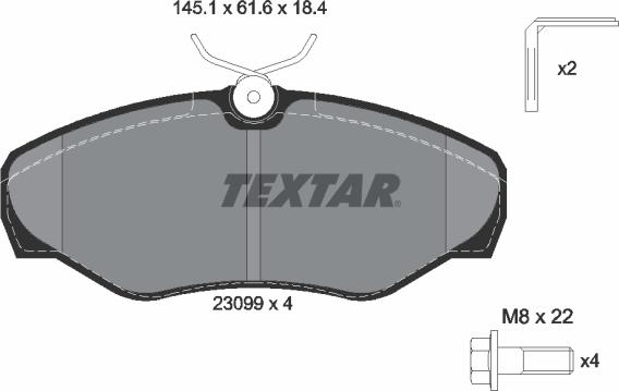 Textar 2309902 - Bremžu uzliku kompl., Disku bremzes adetalas.lv