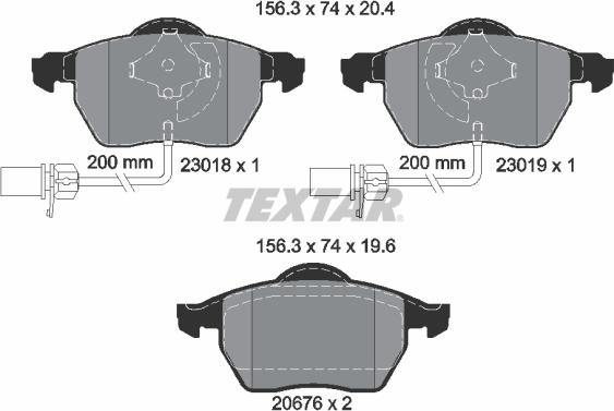 Textar 2301802 - Bremžu uzliku kompl., Disku bremzes adetalas.lv