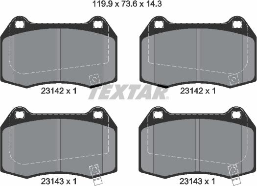 Textar 2314201 - Bremžu uzliku kompl., Disku bremzes adetalas.lv