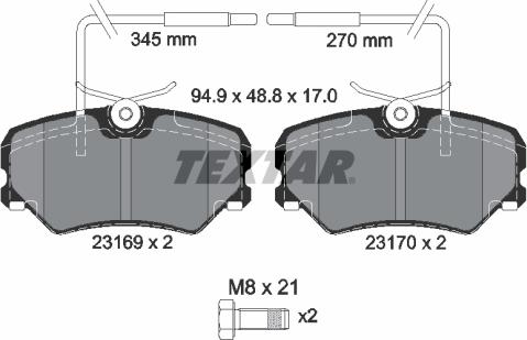 Textar 2316901 - Bremžu uzliku kompl., Disku bremzes adetalas.lv