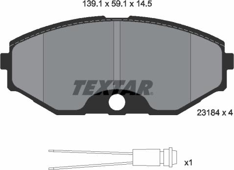 Textar 2318402 - Bremžu uzliku kompl., Disku bremzes adetalas.lv