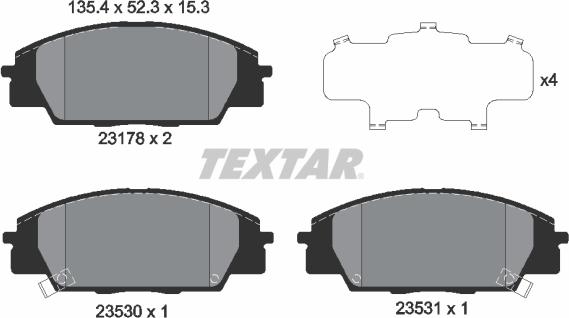 Textar 2317801 - Bremžu uzliku kompl., Disku bremzes adetalas.lv