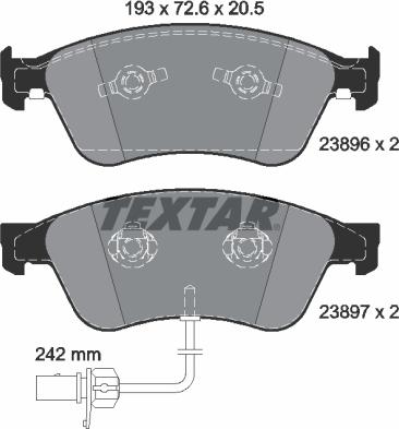 Textar 2389601 - Bremžu uzliku kompl., Disku bremzes adetalas.lv