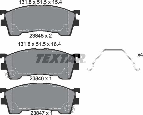 Textar 2384504 - Bremžu uzliku kompl., Disku bremzes adetalas.lv