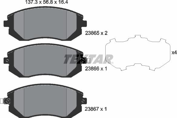 Textar 2386501 - Bremžu uzliku kompl., Disku bremzes adetalas.lv