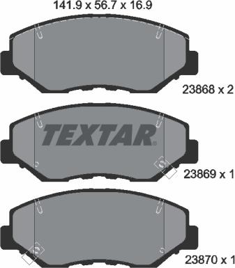 Textar 2386801 - Bremžu uzliku kompl., Disku bremzes adetalas.lv