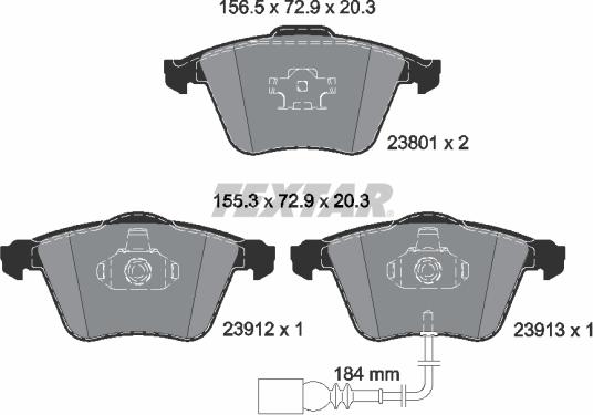 Textar 2380101 - Bremžu uzliku kompl., Disku bremzes adetalas.lv