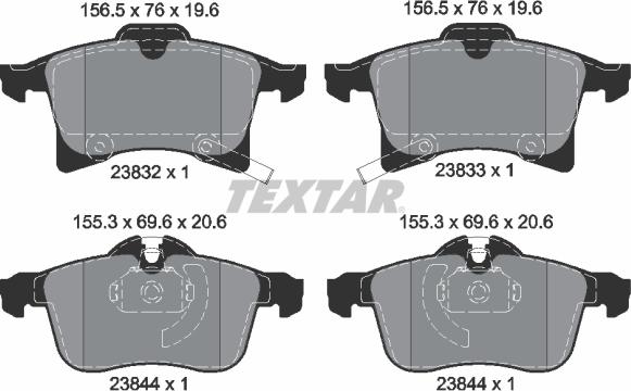 Textar 2383281 - Bremžu uzliku kompl., Disku bremzes adetalas.lv