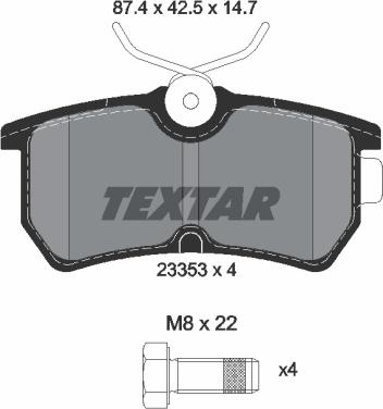 Textar 2335301 - Bremžu uzliku kompl., Disku bremzes adetalas.lv