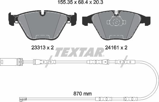 Textar 2331307 - Bremžu uzliku kompl., Disku bremzes adetalas.lv