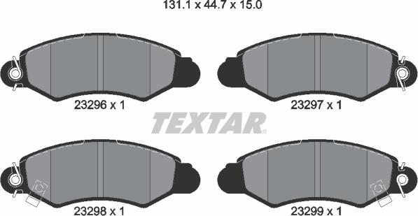 Textar 2329601 - Bremžu uzliku kompl., Disku bremzes adetalas.lv