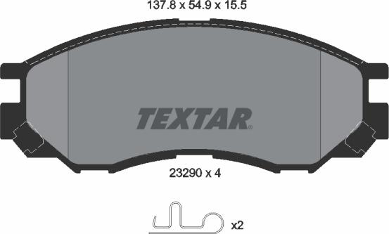 Textar 2329002 - Bremžu uzliku kompl., Disku bremzes adetalas.lv