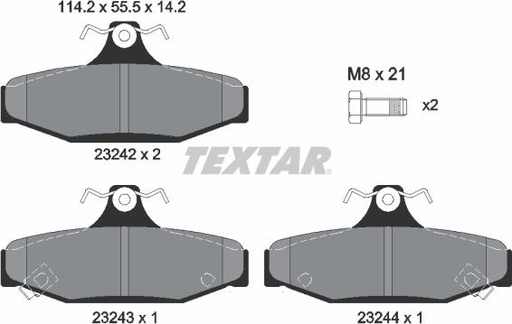 Textar 2324201 - Bremžu uzliku kompl., Disku bremzes adetalas.lv