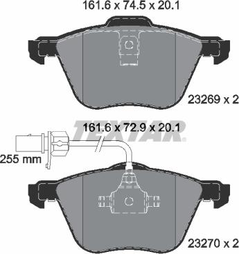 Textar 2326903 - Bremžu uzliku kompl., Disku bremzes adetalas.lv