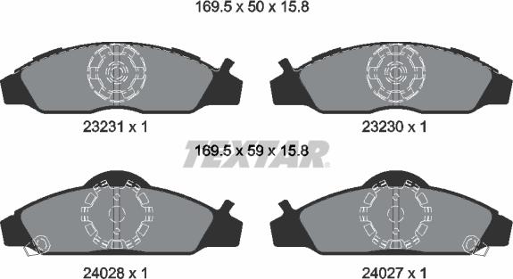 Textar 2323101 - Bremžu uzliku kompl., Disku bremzes adetalas.lv