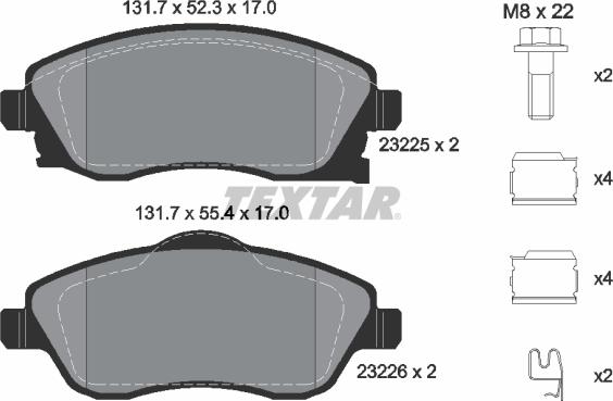 Textar 89005800 - Bremžu komplekts, Disku bremzes adetalas.lv