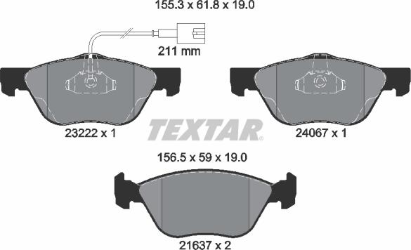 Textar 2322201 - Bremžu uzliku kompl., Disku bremzes adetalas.lv