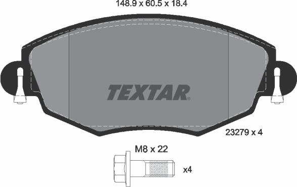 Textar 89006100 - Bremžu komplekts, Disku bremzes adetalas.lv