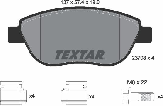 Textar 2370803 - Bremžu uzliku kompl., Disku bremzes adetalas.lv