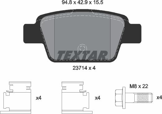 Textar 89016400 - Bremžu komplekts, Disku bremzes adetalas.lv