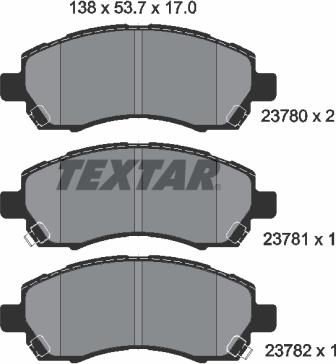 Textar 2378001 - Bremžu uzliku kompl., Disku bremzes adetalas.lv