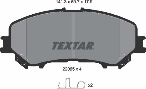 Textar 2206501 - Bremžu uzliku kompl., Disku bremzes adetalas.lv